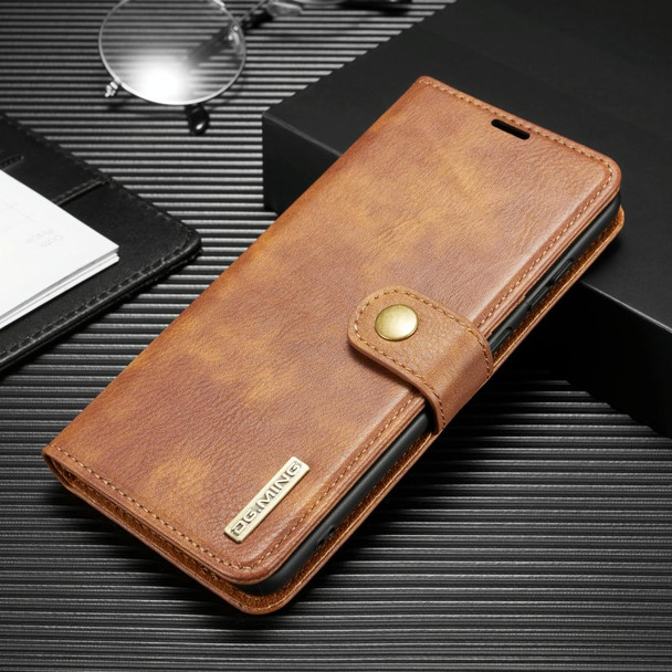 For Galaxy S20+ DG.MING Crazy Horse Texture Flip Detachable Magnetic Leatherette Case with Holder & Card Slots & Wallet(Brown)