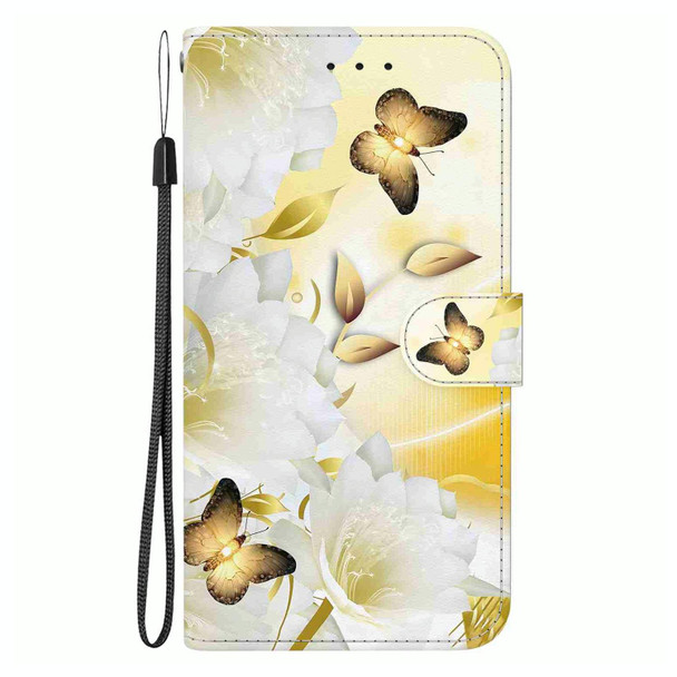 For Xiaomi 12T / 12T Pro Crystal Texture Colored Drawing Leather Phone Case(Gold Butterfly Epiphyllum)