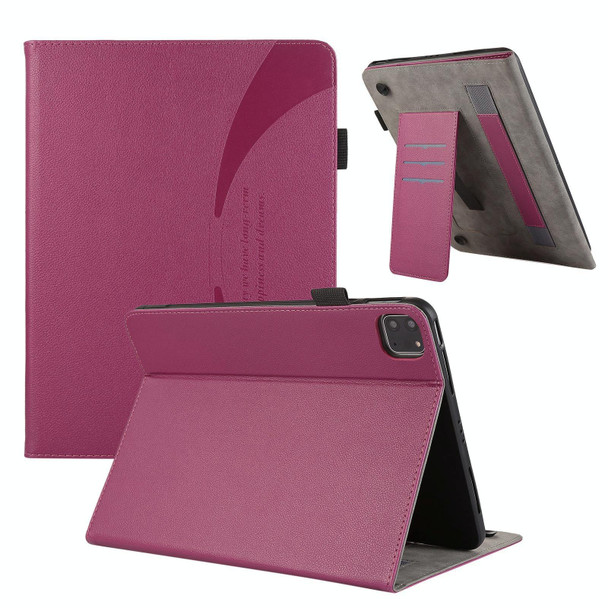 For iPad Pro 12.9 2022 / 2021 / 2020 Litchi Texture Leatherette Sucker Tablet Case(Purple)