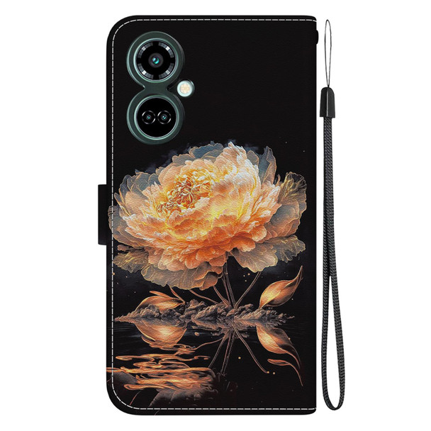 For Tecno Camon 19 Pro 5G Crystal Texture Colored Drawing Leatherette Phone Case(Gold Peony)