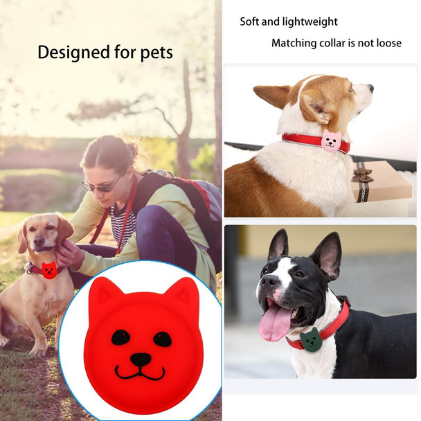 Naughty Smiley Cute Cartoon Pet Collar Anti-lost Tracker Silicone Case - AirTag(Red)