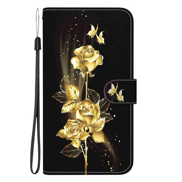 For Xiaomi Redmi Note 12 Pro Crystal Texture Colored Drawing Leather Phone Case(Gold Butterfly Rose)