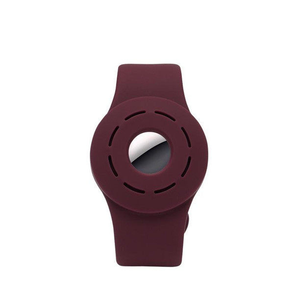 Anti-scratch Shockproof Silicone Bracelet Strap Protective Cover Case - AirTag(Wine Red)