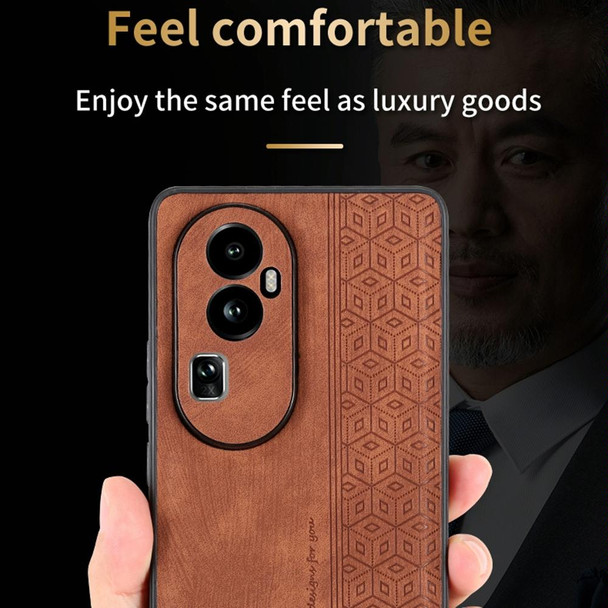 For OPPO Reno10 Global / Reno10 Pro Global AZNS 3D Embossed Skin Feel Phone Case(Brown)