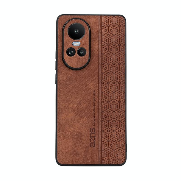 For OPPO Reno10 Global / Reno10 Pro Global AZNS 3D Embossed Skin Feel Phone Case(Brown)