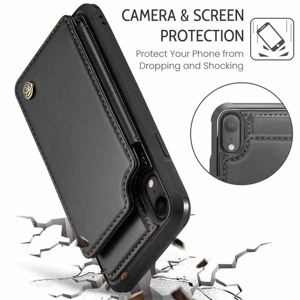 For iPhone XR CaseMe C22 Card Slots Holder RFID Anti-theft Phone Case(Black)