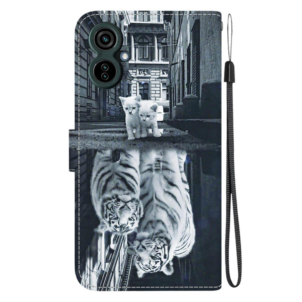 For Tecno Camon 19 Neo Crystal Texture Colored Drawing Leatherette Phone Case(Cat Tiger Reflection)