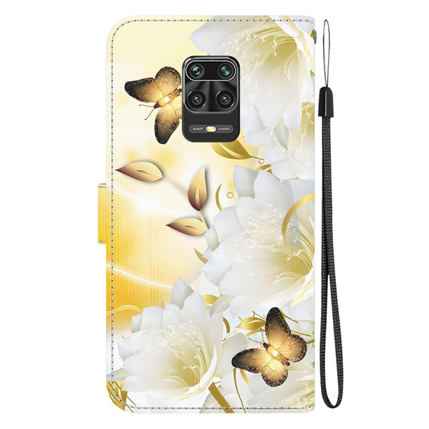 For Xiaomi Redmi Note 9 Pro / 9S Crystal Texture Colored Drawing Leather Phone Case(Gold Butterfly Epiphyllum)