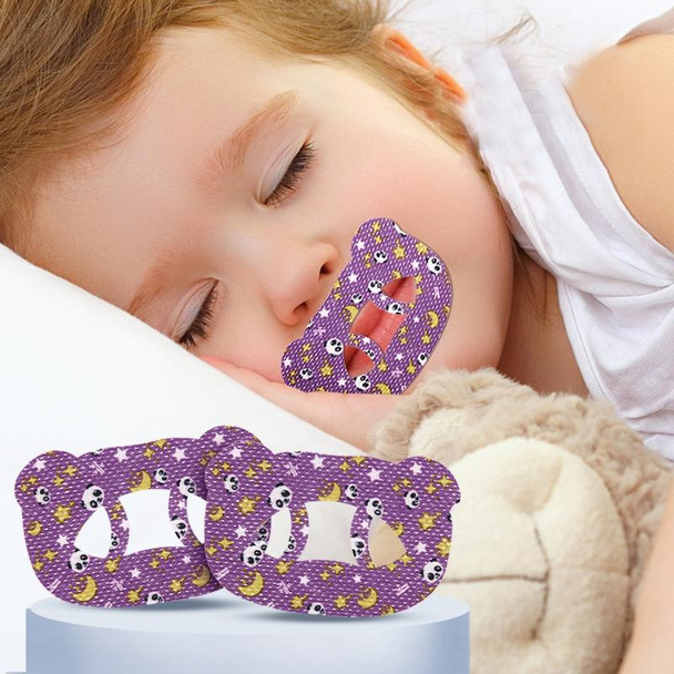 30pcs/pack Cartoon Bear O-shaped Breathable Soft Prevent Mouth Open Sticker, Size: Large(Purple)