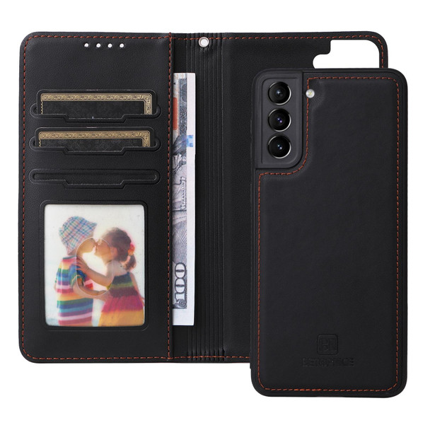 For Samsung Galaxy S21+ BETOPNICE BN-005 2 in 1 Detachable Imitate Genuine Leatherette Phone Case(Black)