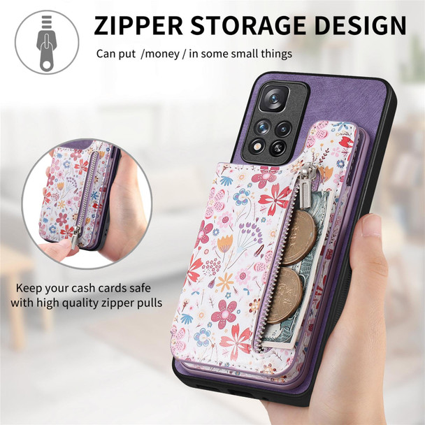 For Redmi 8 Retro Painted Zipper Wallet Back Phone Case(Purple)