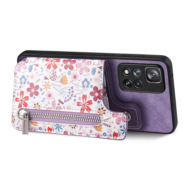 For Redmi 8 Retro Painted Zipper Wallet Back Phone Case(Purple)