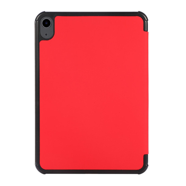 3-folding Skin Texture Horizontal Flip TPU + PU Tablet Leatherette Case with Holder - iPad mini 6(Red)