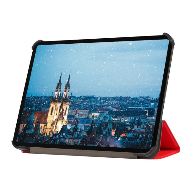 3-folding Skin Texture Horizontal Flip TPU + PU Tablet Leatherette Case with Holder - iPad mini 6(Red)