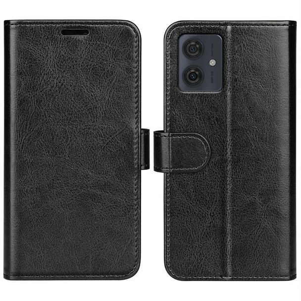 For Motolora Moto G54 R64 Texture Horizontal Flip Leatherette Phone Case(Black)
