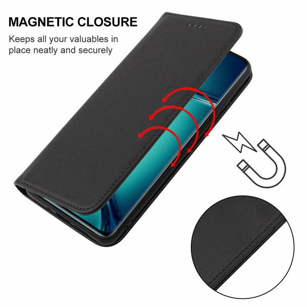 For OnePlus Ace 2 Pro Magnetic Closure Leatherette Phone Case(Black)