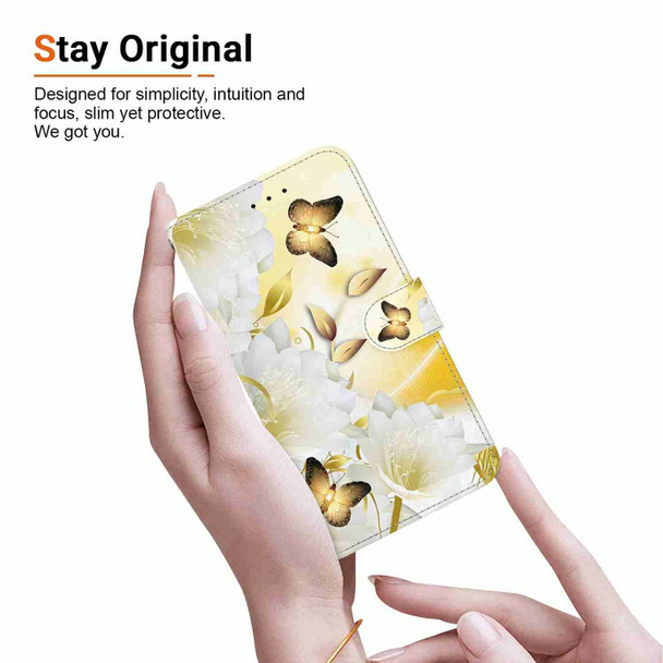 For Samsung Galaxy A02s EU Version Crystal Texture Colored Drawing Leatherette Phone Case(Gold Butterfly Epiphyllum)