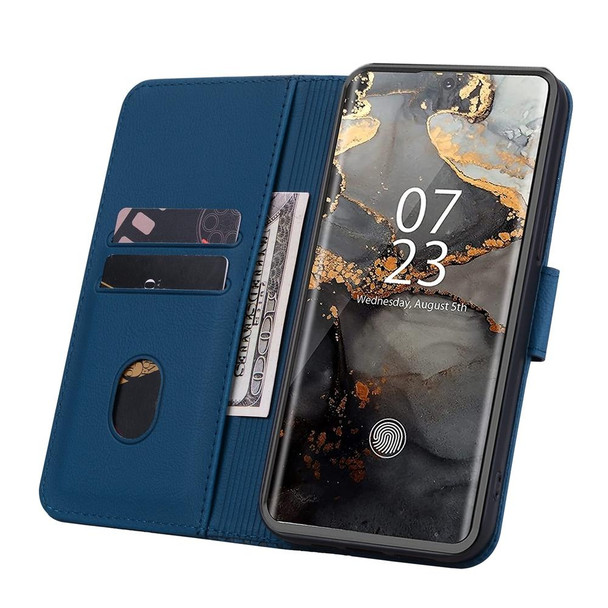 For Samsung Galaxy S21 Ultra 5G Business Diamond Buckle Leatherette Phone Case with Lanyard(Royal Blue)