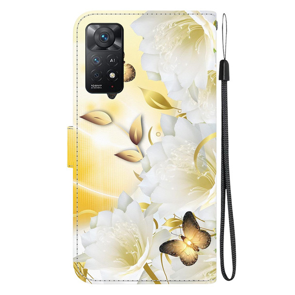 For Xiaomi Redmi Note 11 Pro Global Crystal Texture Colored Drawing Leather Phone Case(Gold Butterfly Epiphyllum)