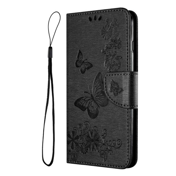 For Motorola Moto G54 Butterfly Embossed Flip Leatherette Phone Case(Black)