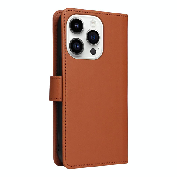 For iPhone 14 Pro BETOPNICE BN-005 2 in 1 Detachable Imitate Genuine Leatherette Phone Case(Brown)