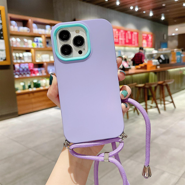 3 In 1 PC + TPU Solid Color Phone Case - iPhone 13(Purple)