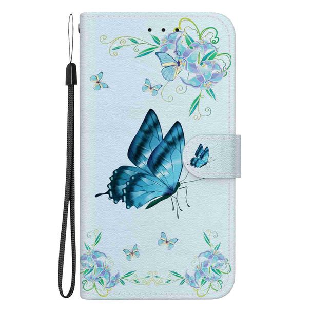 For Samsung Galaxy A72 5G / 4G Crystal Texture Colored Drawing Leatherette Phone Case(Blue Pansies)