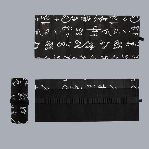 2 PCS 36  Holes Black Calligraphy Canvas Pen Curtain  Sketch Color Pencil Bag