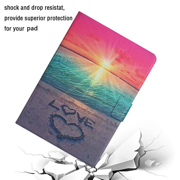 For Lenovo Tab FHD M10 Plus X606F Colored Drawing Pattern Horizontal Flip Leatherette Case with Holder & Card Slots & Sleep / Wake-up Function(Sunrise)