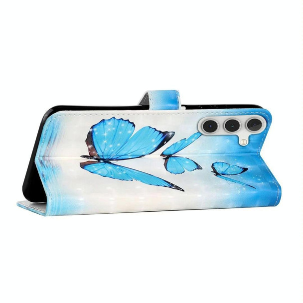 For Samsung Galaxy S23 5G Oil Embossed 3D Drawing Leatherette Phone Case(3 Butterflies)
