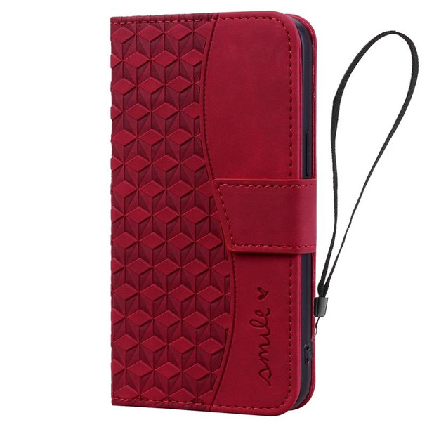 For Google Pixel 8 Pro Business Diamond Buckle Leatherette Phone Case with Lanyard(Wine Red)