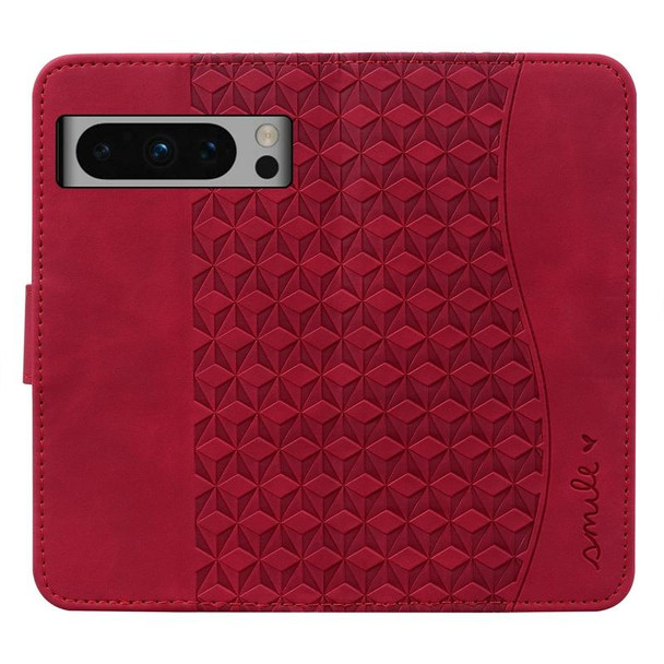 For Google Pixel 8 Pro Business Diamond Buckle Leatherette Phone Case with Lanyard(Wine Red)