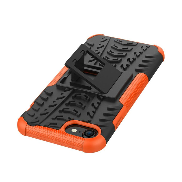 iPhone SE 2022 / SE 2020 Tire Texture Shockproof TPU+PC Protective Case with Holder(Orange)
