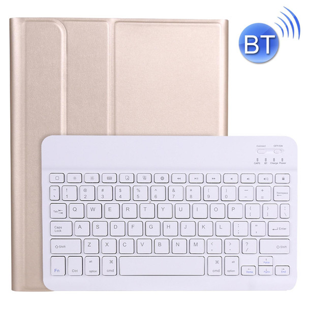 A11B Bluetooth 3.0 Ultra-thin ABS Detachable Bluetooth Keyboard Leatherette Tablet Case with Holder & Pen Slot for iPad Pro 11 inch 2021 (Gold)