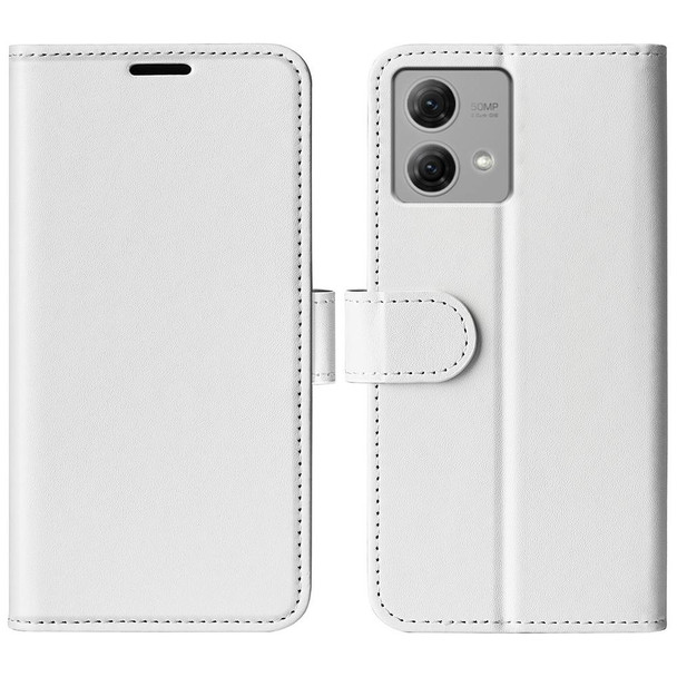 For Motolora Moto G84 R64 Texture Horizontal Flip Leatherette Phone Case(White)