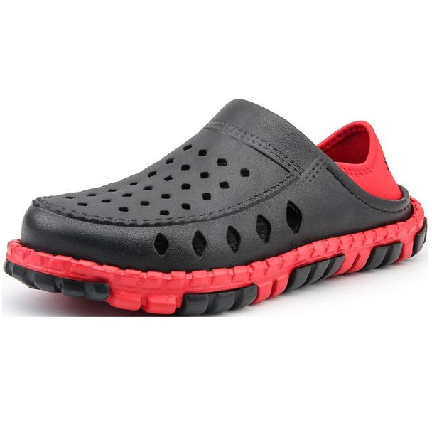 Summer Men Sandals Hollow Slippers Seaside Antiskid Beach Shoes, Size: 41(Black+Red)