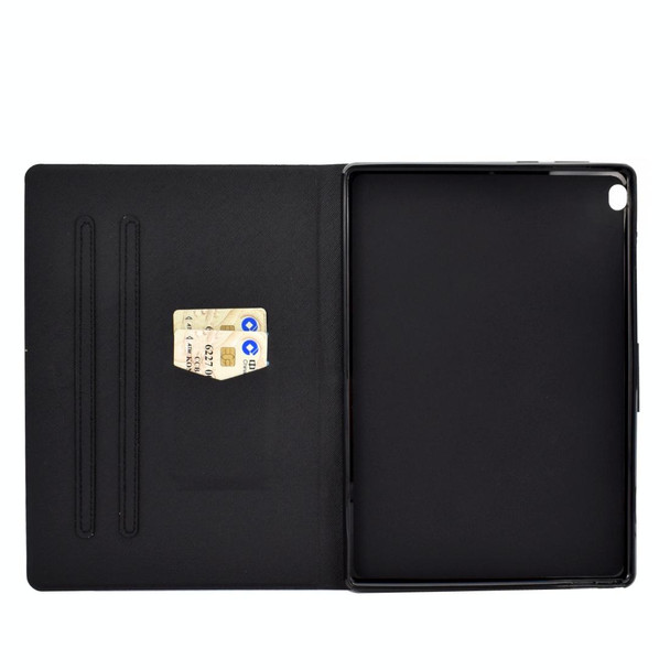 For Lenovo Tab M10 HD TB-X505F Colored Drawing Horizontal Flip Leatherette Case with Holder & Card Slots & Sleep / Wake-up Function(Music Leopard)