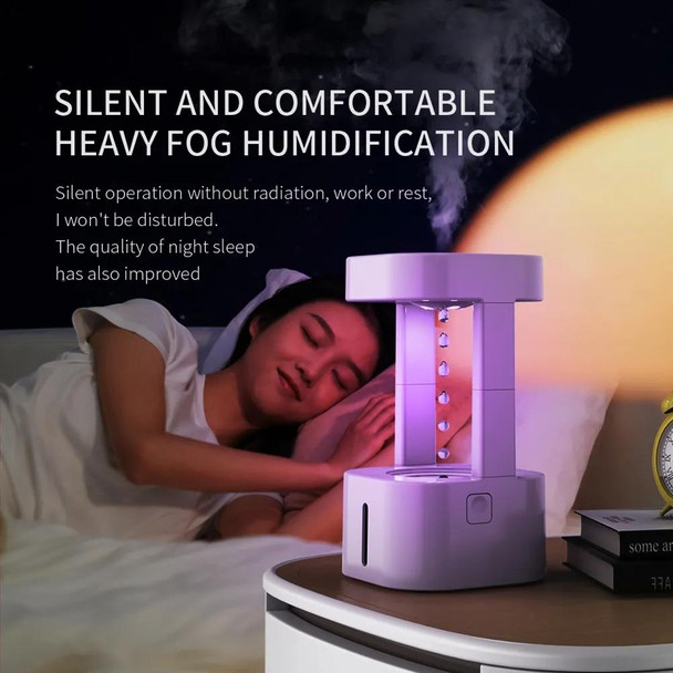 580ml Anti-gravity Humidifier Water Droplet Backflow Atomizer Aromatherapy Machine(White Light)
