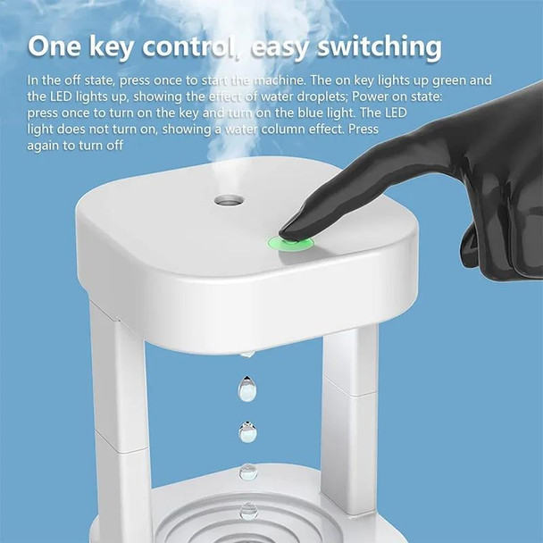 580ml Anti-gravity Humidifier Water Droplet Backflow Atomizer Aromatherapy Machine(White Light)
