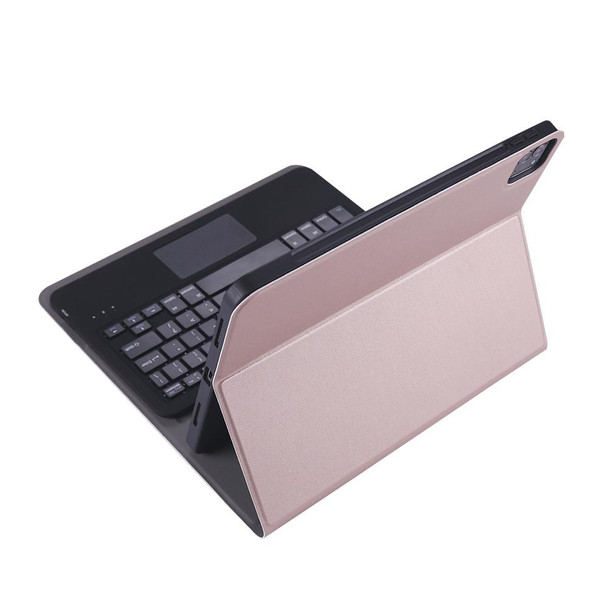 A11B-A Ultra-thin ABS Detachable Bluetooth Keyboard Tablet Case with Touchpad & Pen Slot & Holder for iPad Pro 11 inch 2021 (Rose Gold)