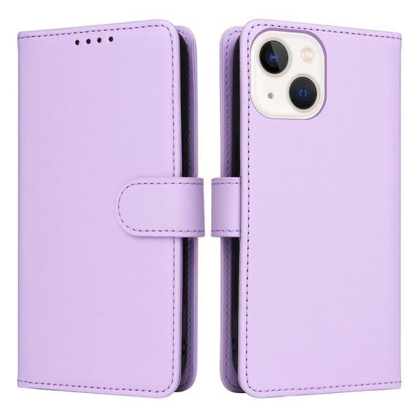 For iPhone 13 mini BETOPNICE BN-005 2 in 1 Detachable Imitate Genuine Leatherette Phone Case(Light Purple)