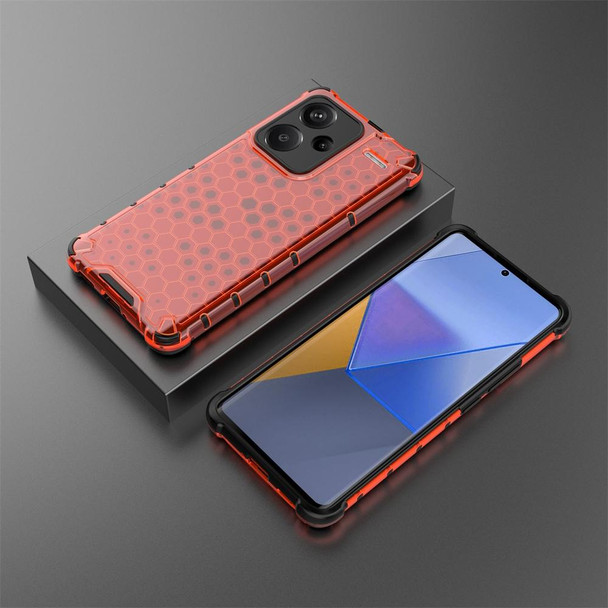 For Redmi Note 13 Pro+ Shockproof Honeycomb Phone Case(Red)