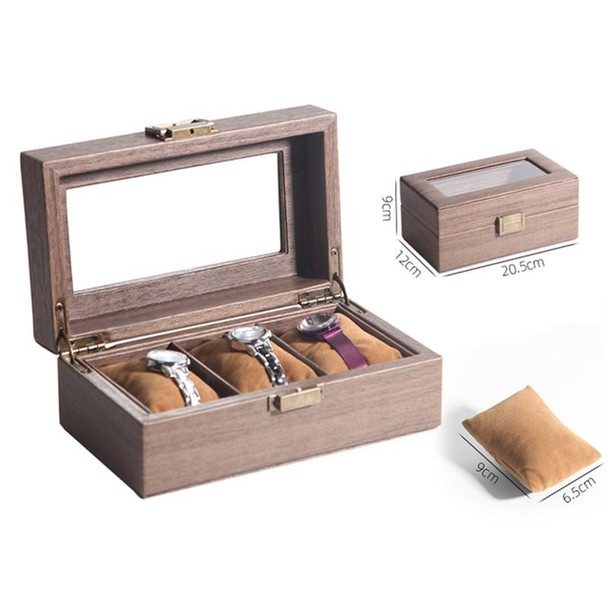 Wood Grain Leather Watch Display Box Watch Storage Case Jewelry Box, Style: 3 Digit Long