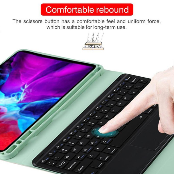 TG11BC Detachable Bluetooth Black Keyboard Microfiber Leather Tablet Case for iPad Pro 11 inch (2020), with Touchpad & Pen Slot & Holder (Green)