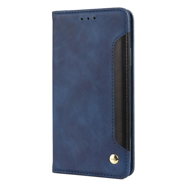 Skin Feel Splicing Leather Phone Case - iPhone X / XS(Blue)