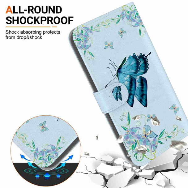 For Samsung Galaxy A22 4G Crystal Texture Colored Drawing Leatherette Phone Case(Blue Pansies)