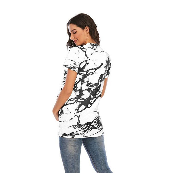 Maternity Wear With Printed Round Neck Short Sleeve T-shirt (Color:White Size:XL)