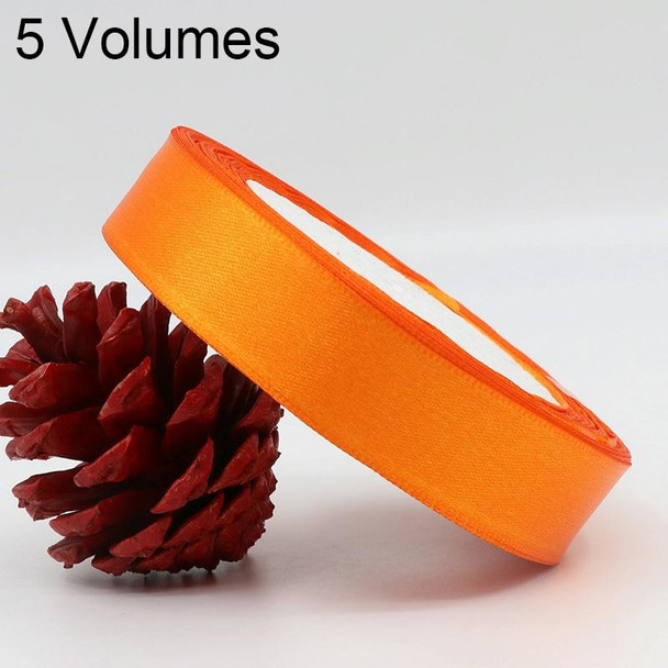 5 Volumes Color Satin Ribbons Handmade DIY Wedding Cake Decoration Holiday Gift Packages , Size: 22m x 2cm(Orange)