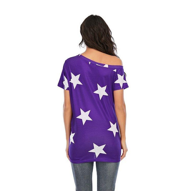 Printed Short-sleeved T-shirt Plus Size Maternity Wear (Color:Purple Size:L)