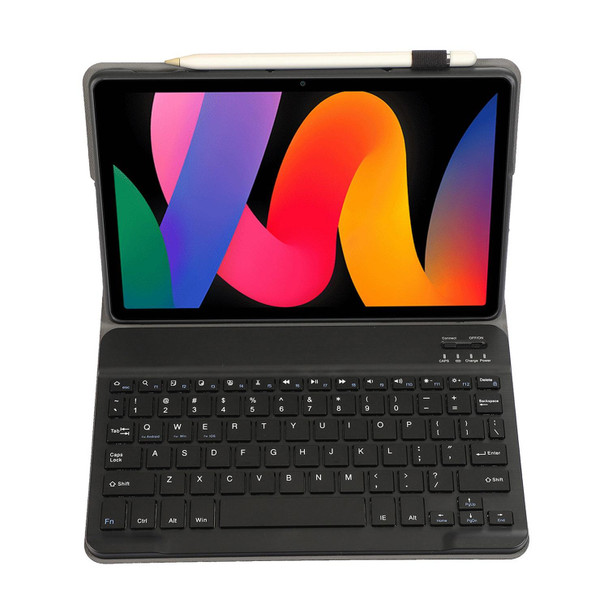 For Xiaomi Redmi Pad SE 11 inch A0N9 Lambskin Texture Ultra-thin Detachable Bluetooth Keyboard Leather Case(Black)